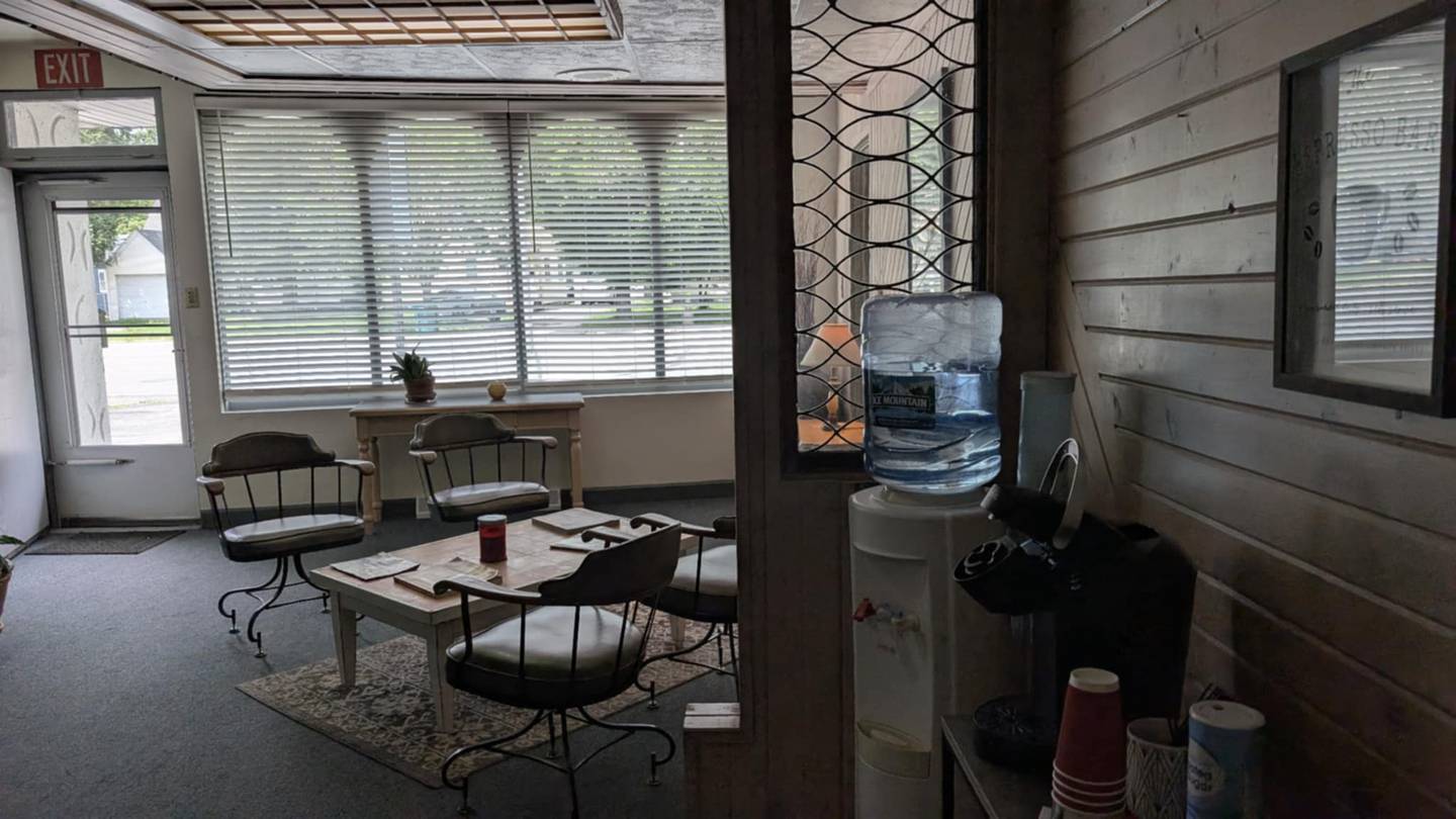 The waiting room inside Chet's Hair Studio in Joliet is seen on Wednesday, May 28, 2025, in Joliet.