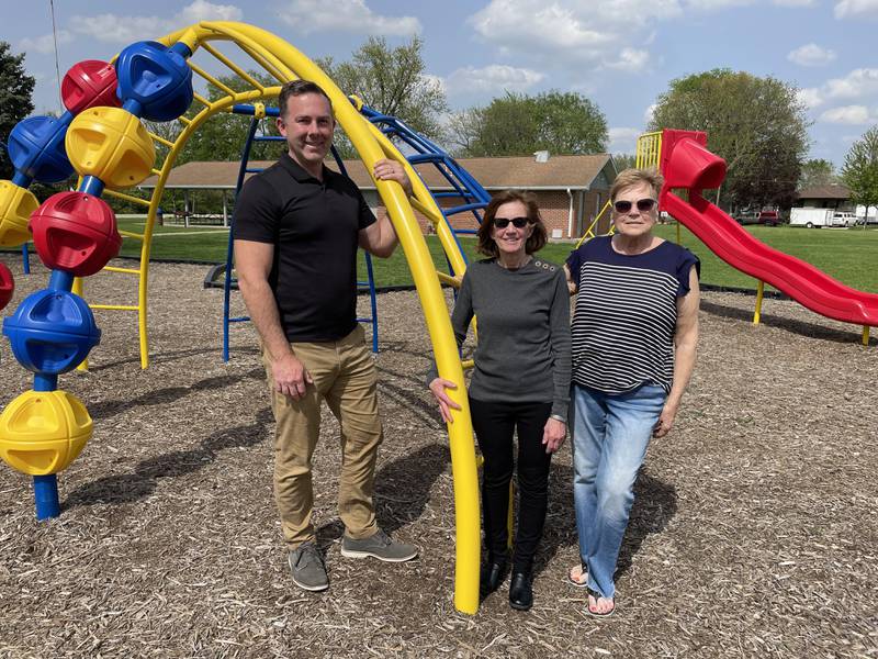 Starved Rock Country Community Foundation vice chair Pierre Alexander, *(left) with Jill Nevins and Cheryl Mucci of the Naplate Volunteer Park Board. SRCCF granted the Park Board $5,000 for sensory playground equipment at Vittone Park.