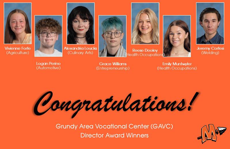 The students who won the Director Awards at the Grundy Area Vocational Center.