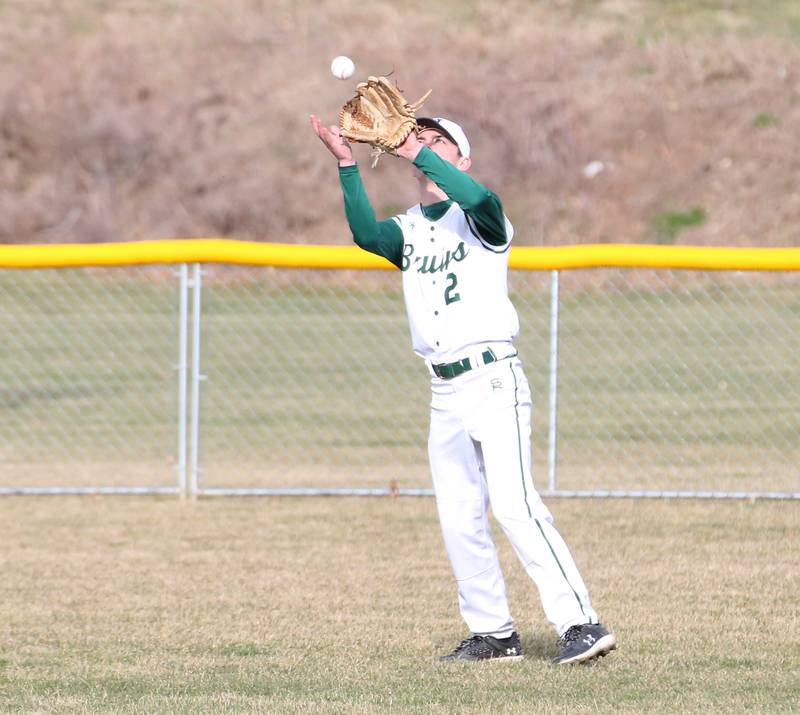 St. Bede's Ryan Brady makes a catch in right field against Riverdale on Monday, March 20, 2023 at St. Bede Academy.