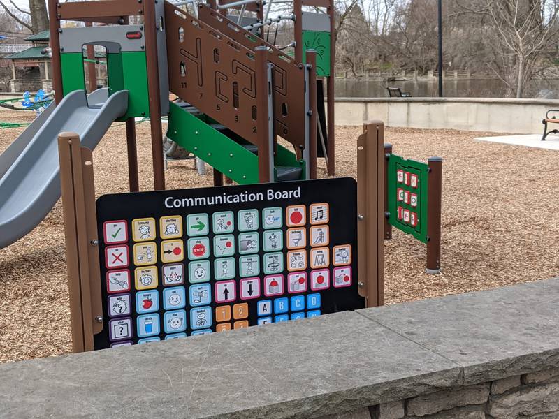 A communication board for non-verbal children was recently installed at the Oswegoland Park District's Hudson Crossing Park in downtown Oswego.