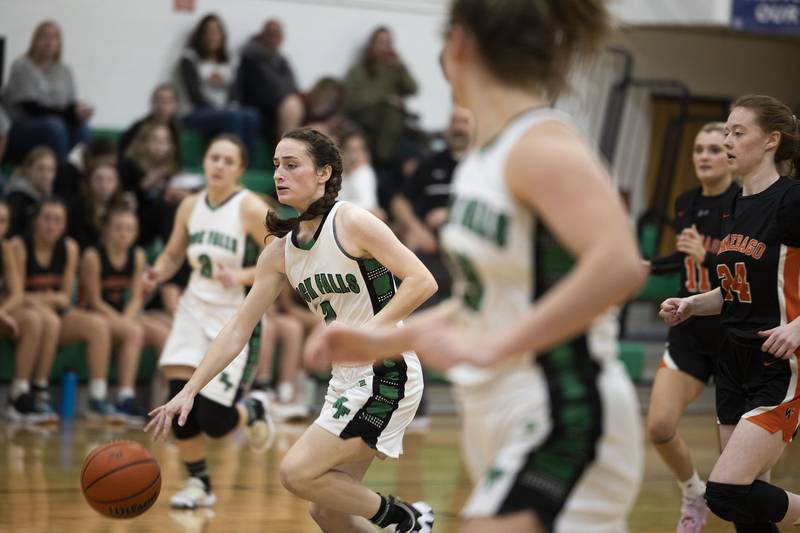 Rock Falls’ Brooke Howard brings the ball up court against Winnebago Friday, Jan. 20, 2023.