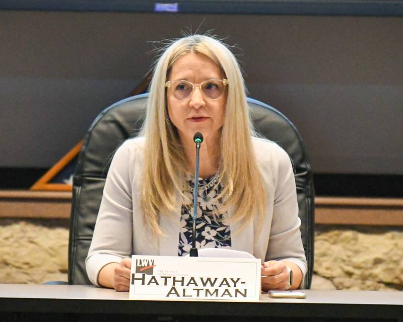 Susan Hathaway-Altman provides answers to questions that were asked by community members during a forum held on Thursday Feb. 24, 2024, at Batavia’s City Hall.
