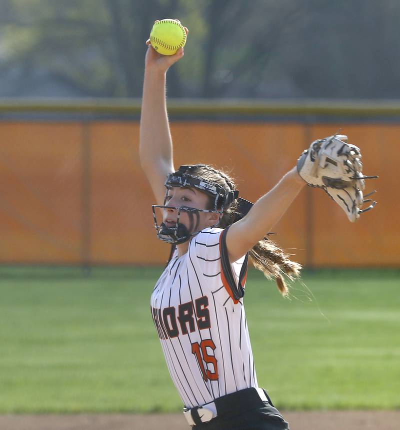 McHenry’s Channing Keppy throws a pitch during a Fox Valley Conference softball game Monday, May 9, 2022, between McHenry and Crystal Lake South at McHenry High School.