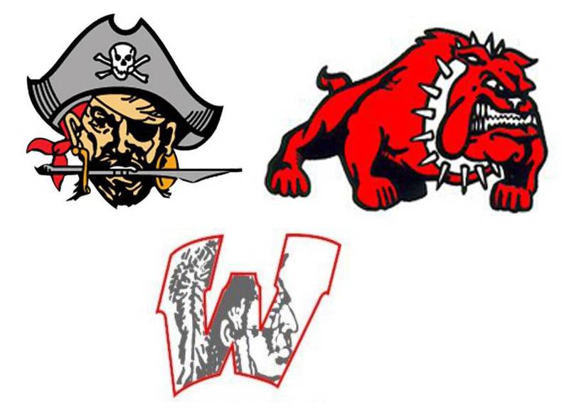 Ottawa, Streator and Woodland logos together