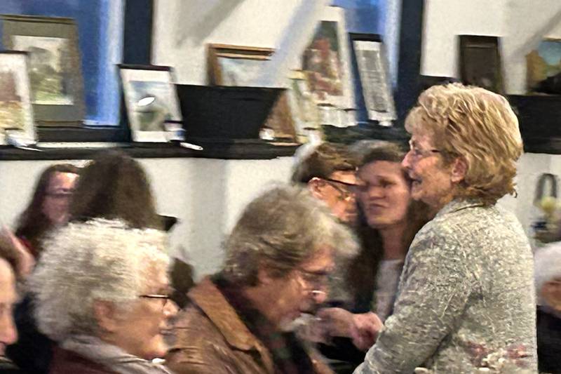 Cindy Byrd of Polo 'dashes' to her art choice during the Serenity Hospice and Home’s Fourth Annual Art Dash fundraiser on Wednesday, April 9, 2025, at River’s Edge Experience, 103 S. First St., Oregon.