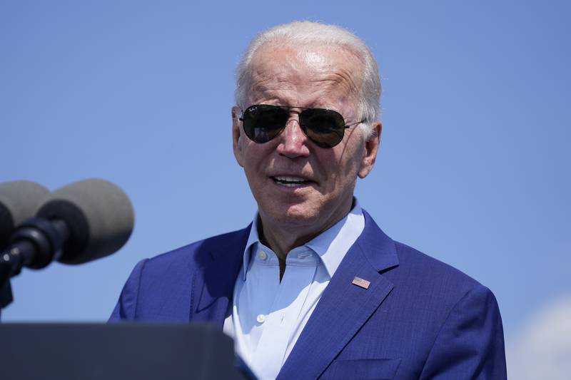 President Joe Biden speaks about climate change and clean energy at Brayton Power Station, Wednesday, July 20, 2022, in Somerset, Mass. (AP Photo/Evan Vucci)