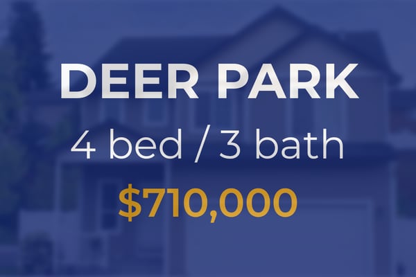 Sale closed in Deer Park: $710,000 for a single-family home