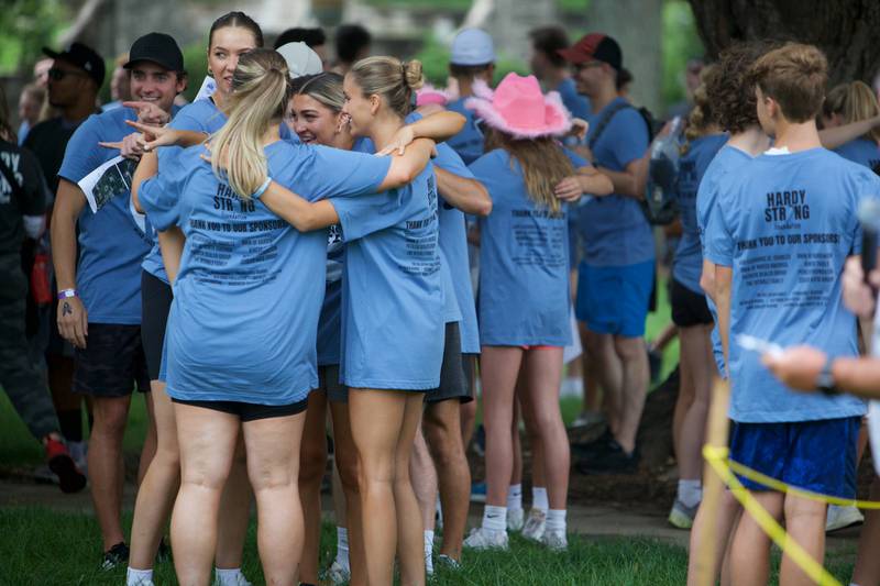 Participants prepare for the start of  The Amazing Race Hardy Strong at Mt. St. Mary Park in St. Charles on Saturday, August 5, 2023