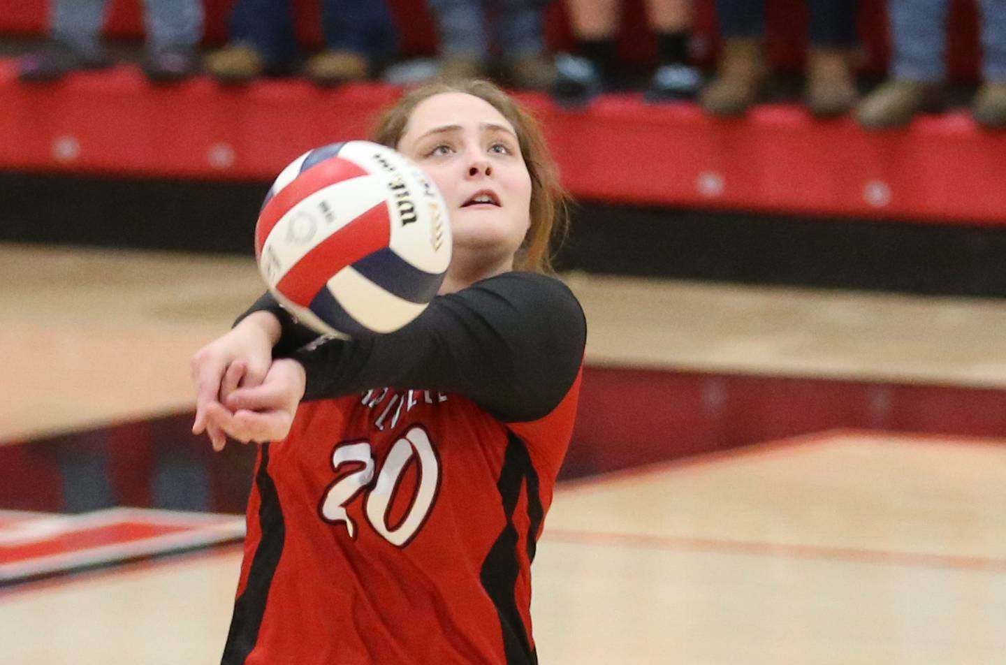 Earlville's Nevaeh Sansone hits the ball to the Somonauk Side on Tuesday, Aug. 29, 2023 at Earlville High School.