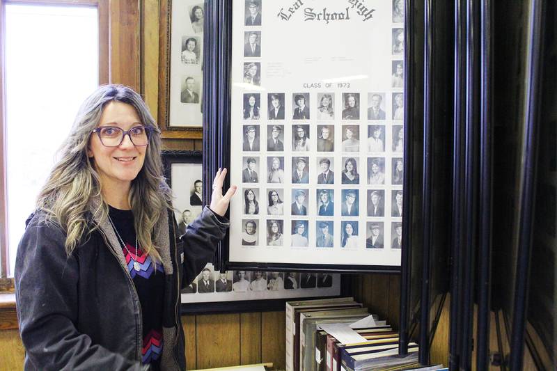 Class photos, yearbooks and school memorabilia – much of it in the school colors of blue and white – are abundant throughout the Leaf River Historical Society and Museum. Its president, Dea Groen, attended Leaf River High School for three years before finishing her senior year in Forreston in 1990. Visitors often gravitate toward the school photographs, searching for familiar faces, she said. "Since the school doesn't exist, we have all of it here," Groen said. "People like to see that, and go back and flip through and see the pictures of their parents and grandparents."