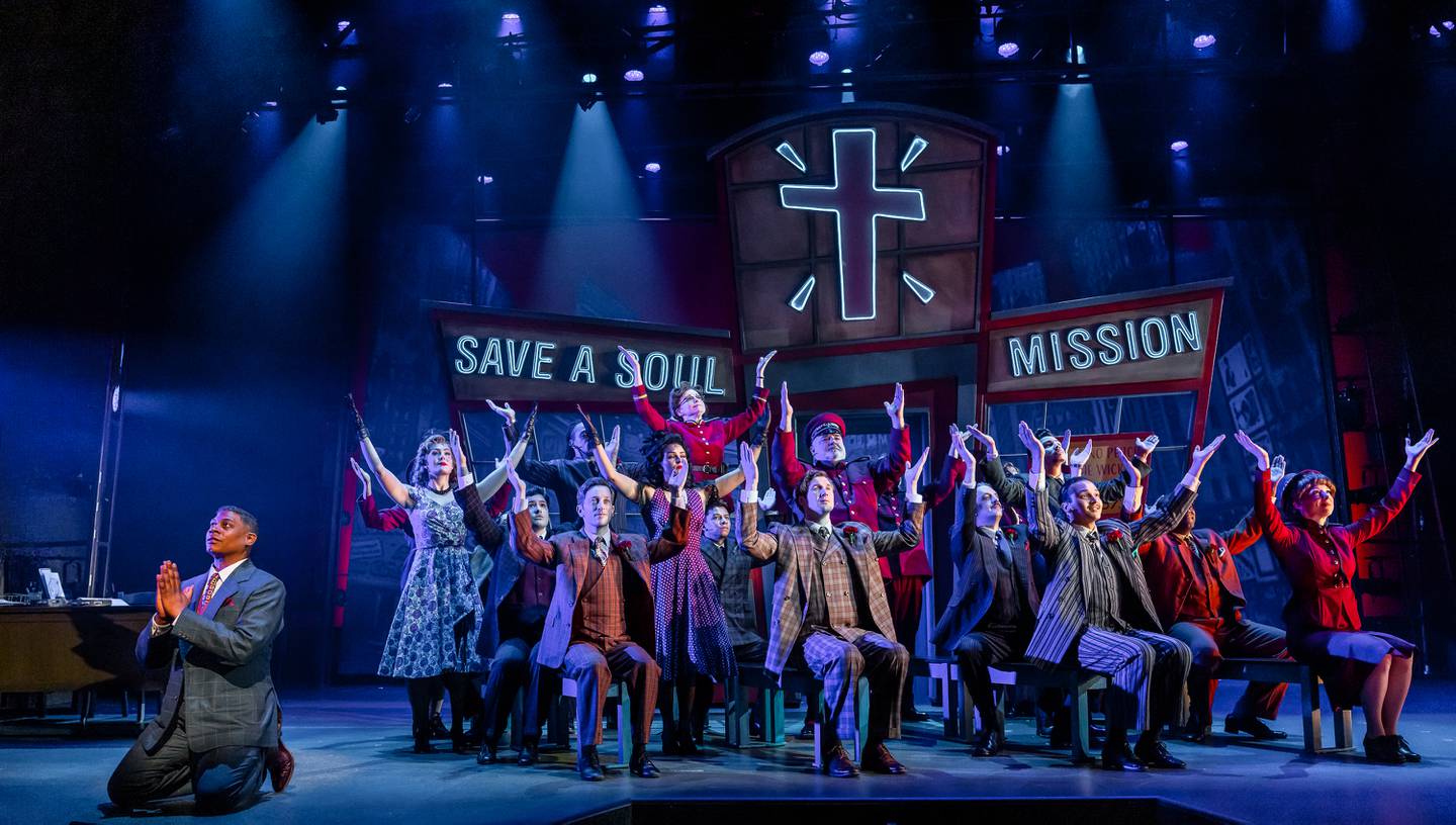 "Sit Down, You're Rockin' the Boat" -  Company of "Guys and Dolls" 2024 Drury Lane Theatre in Oakbrook Terrace - Photo Credit Brett Beiner.