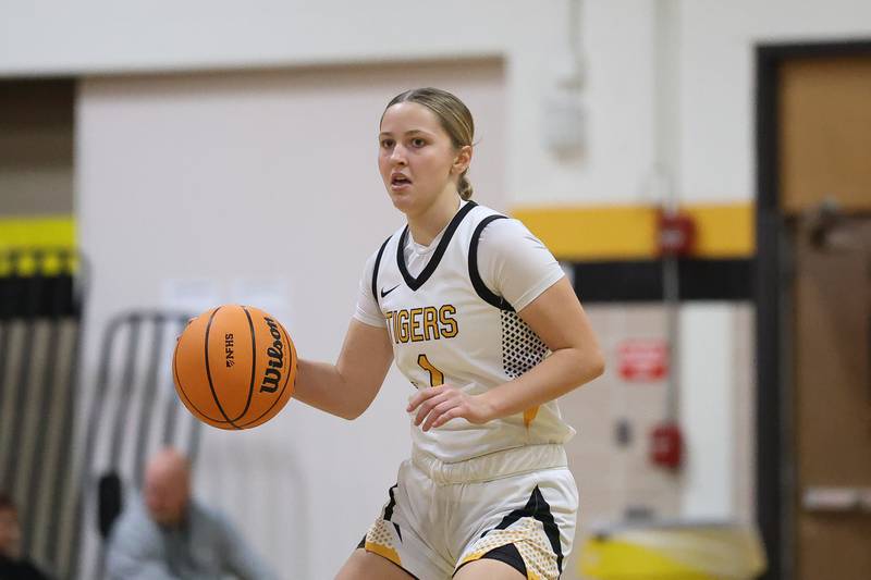Joliet West’s Jada Perez looks for a play against Butler College Prep on Tuesday, Dec. 16, 2025 in Joliet.