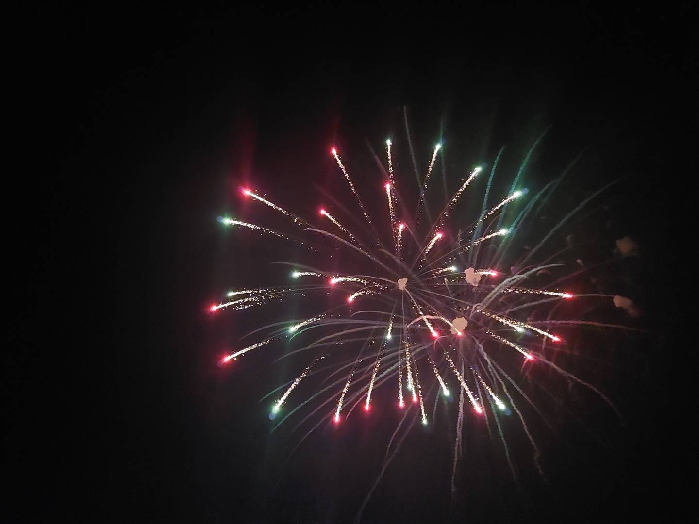 A firework explodes over the Long Point Township Grounds during a fireworks show on Saturday, July 15, 2023, to celebrate Long Point's Sesquicentennial.