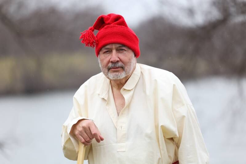 Jim Healy, of Joliet, does a one-man play as famed 17th century French-Canadian explorer Louis Joliet.