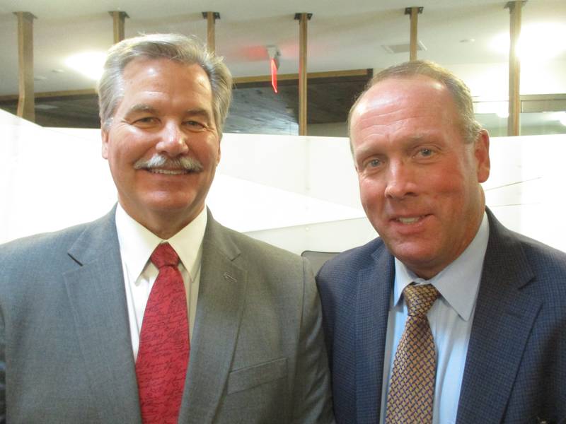 James Gay, left, and Timothy Kilrea will take over as interim superintendents of Yorkville School District Y115 on July 1. They are seen here on June 12, 2023.