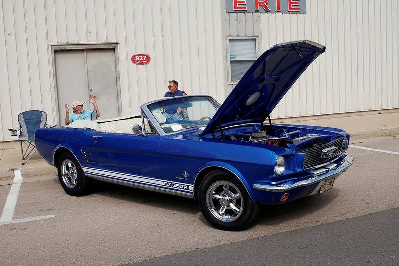 The Triangle in Erie was packed with cars Saturday for the Erie Car Show. Mark Townsend from Port Byron brought over his completely rebuilt barn find, a 1966 Mustang convertible.