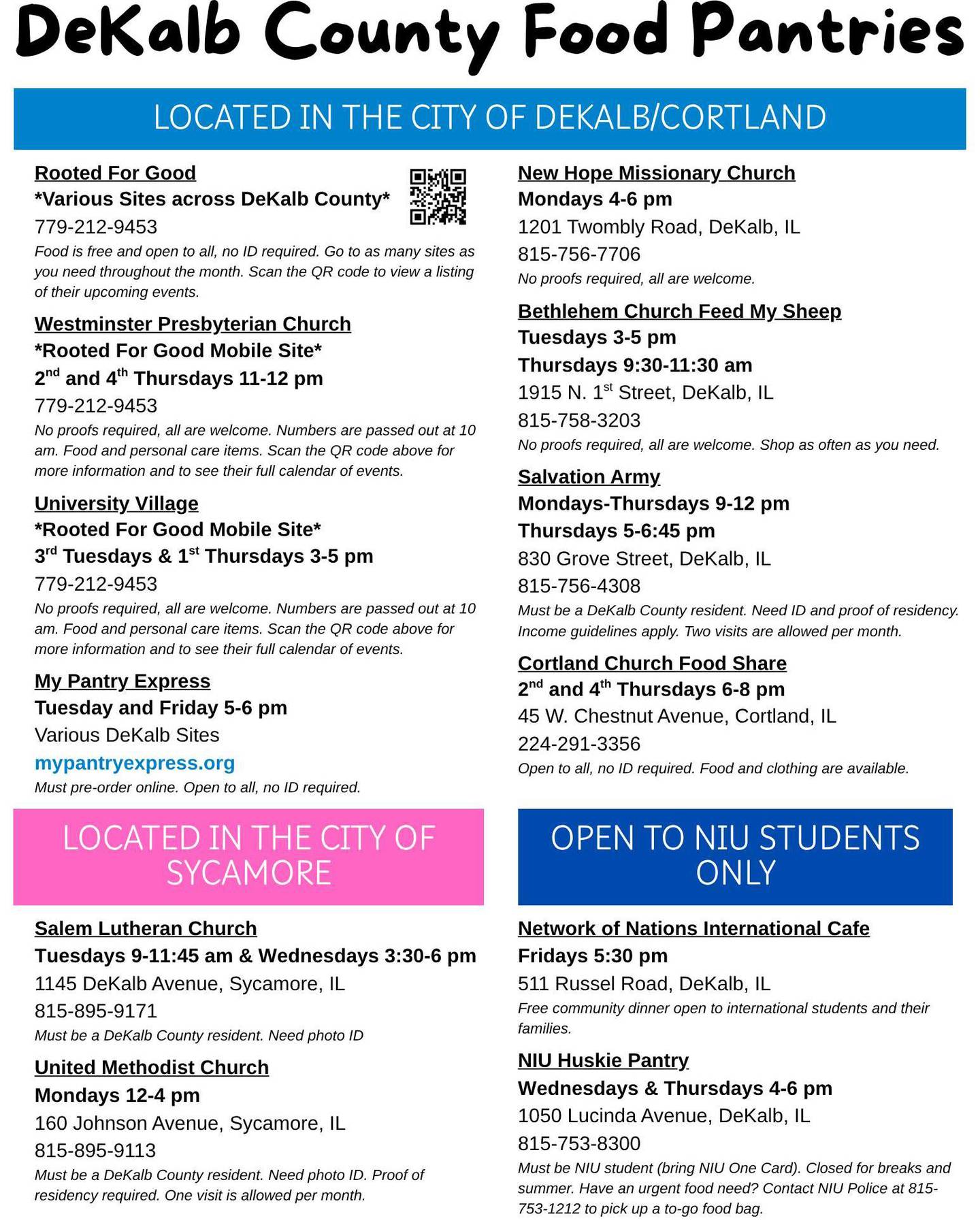 Multiple free food options exist across DeKalb County to serve those in need regularly.