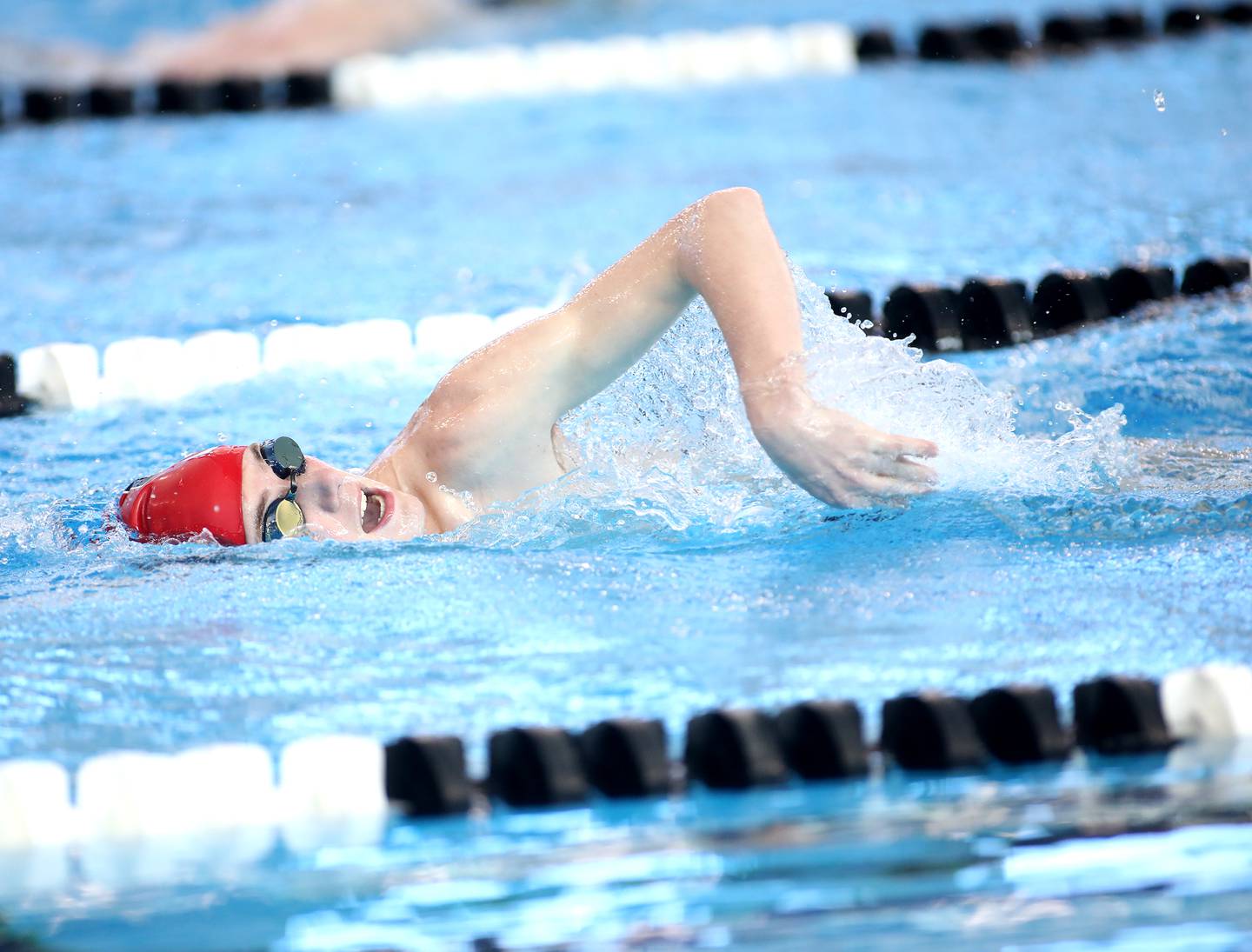 Charlie Short of Bradley-Bourbonnais competes in the 200-meter freestyle athletes with disabilities heat during the IHSA Boys State Championships on Saturday, March 1, 2025 at the FMC Natatorium in Westmont.