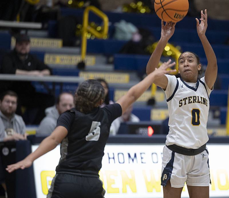 Sterling’s Alivia Gibson puts up a shot against Galesburg Thursday, Dec. 4, 2025.