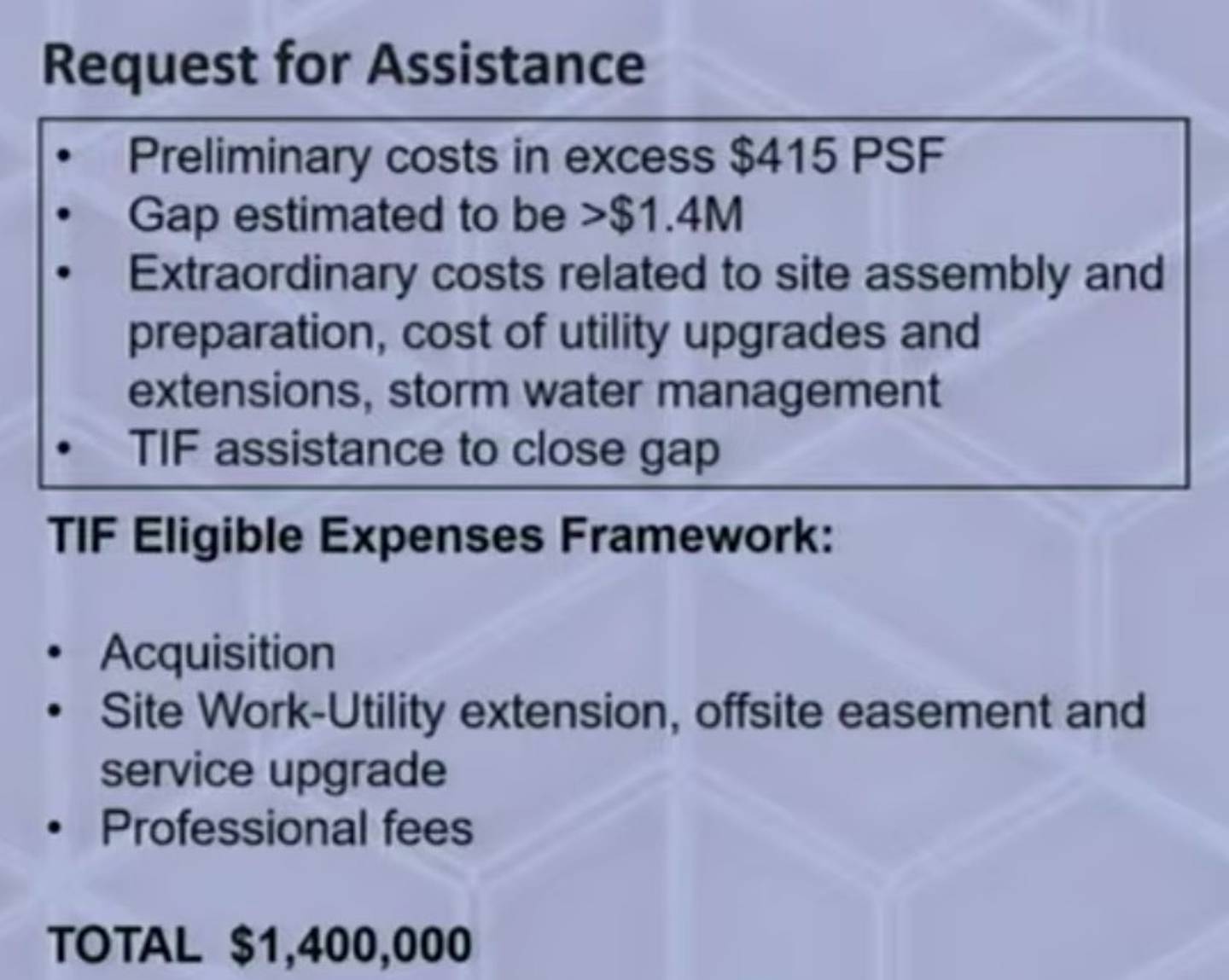 Great Western Flooring is requesting a up to $1.4 million in TIF funds related to costs of site preparation, utility upgrades and stormwater management.