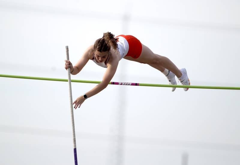 DeKalb’s Joscelyn Dieckman competes in the pole vault during the Class 3A Metea Valley girls track and field sectional on Thursday, May 11, 2023.