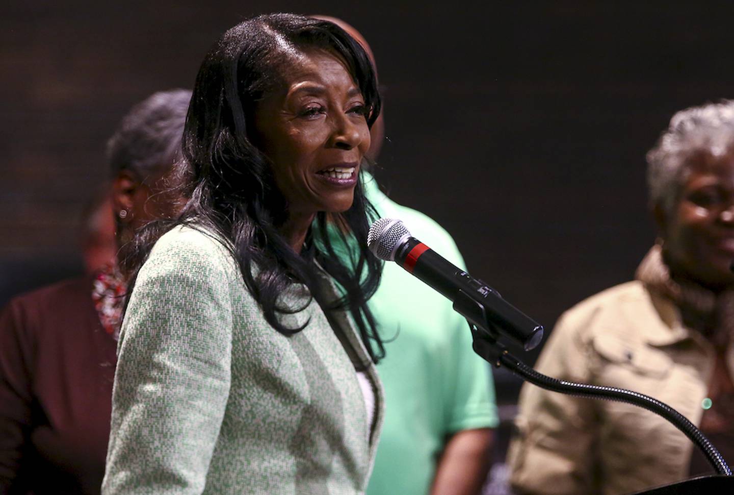 City Council Member Bettye Gavin gives her acceptance speech Monday during a special City Council meeting on Monday in Joliet.