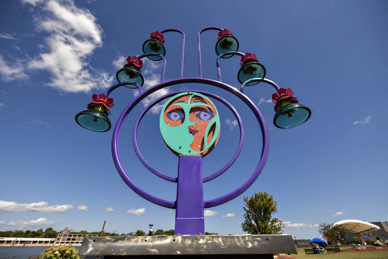 “Anethia” by Tom Adams is one of eight new works unveiled Saturday, August 23, 2025 at RB&W Park in Rock Falls. The sculptures join four other permanent pieces.
