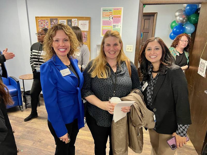 Ecker Center for Behavioral Health CEO Daphne Sandouka, (left) with Hanover Township Mental Health Board Chair Amanda Teachout and Ecker Chief Mental Health Officer Nisha Shah, at the grand opening Tuesday of its new Crisis Stabilization Program. The program will serve the public 24/7 regardless of insurance or ability to pay.