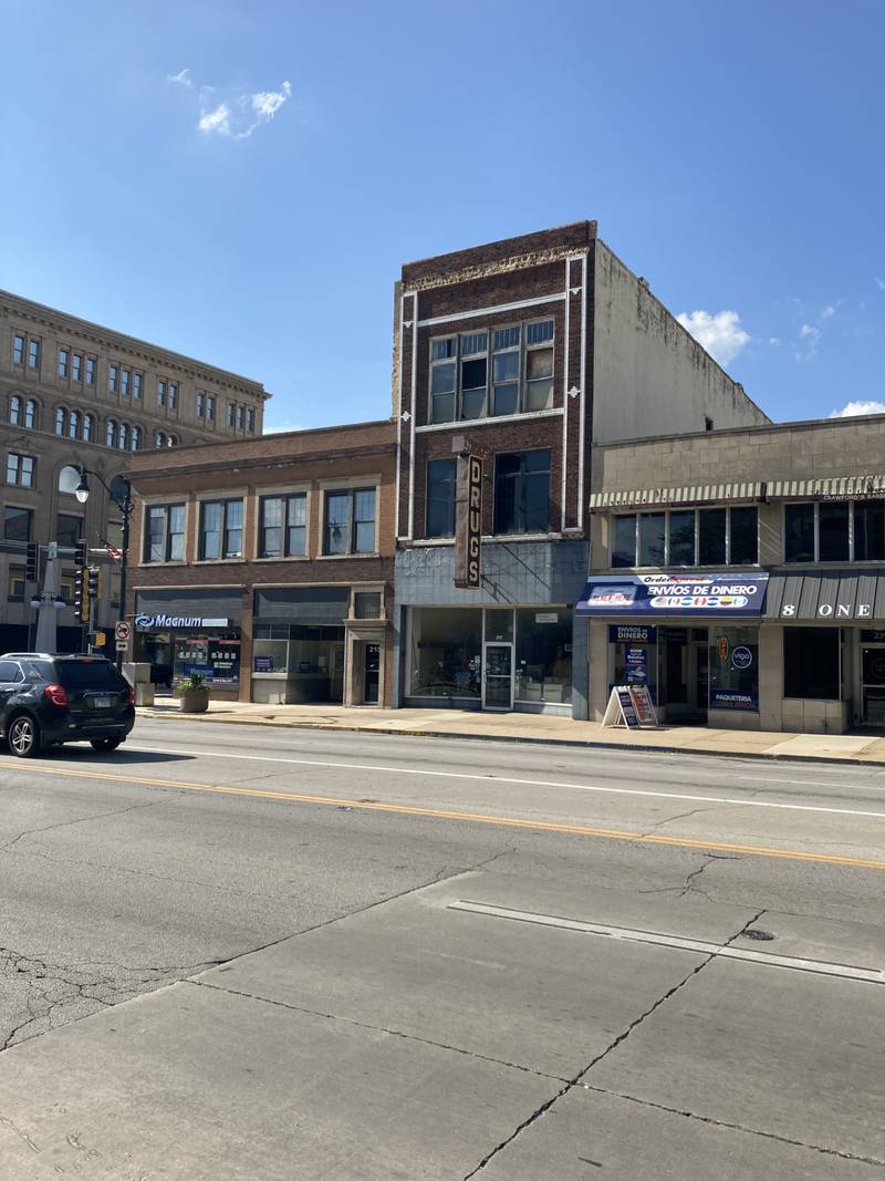The sidewalk barrier was removed in front of the former Jaffe Drugs at 217 E. Court St. recently, so work can begin to renovate the building.