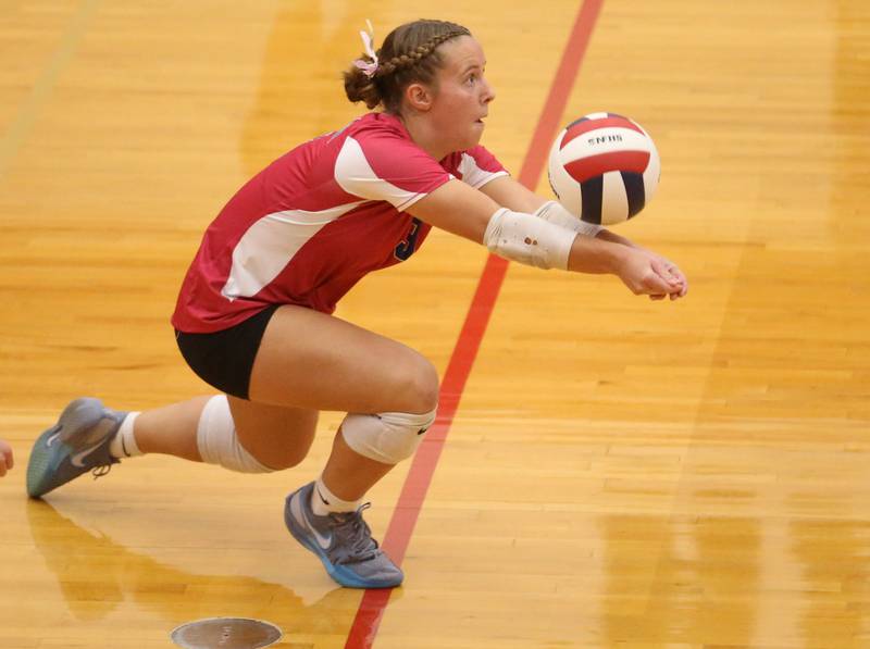 Princeton's Ava Kyle returns a serve from Hall on Thursday, Oct. 9, 2025 at Hall High School.