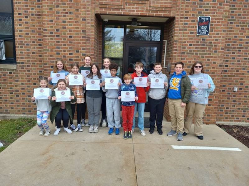The following students were selected to receive Citizenship Awards at Princeton Logan Junior High School for the second quarter of the 2023-2024 school year. Pictured (front, from left) Lauren Driscoll, Alyxis Watson, Leena Gutshall, Kiera VendeVenter, Emmett Whitlock, Theo Bonucci, Ethan Meyer, Caleb Johnson and Delilah Gyurkovics, (back) Avery May, Jocelynn Strouss and Ava Munson.