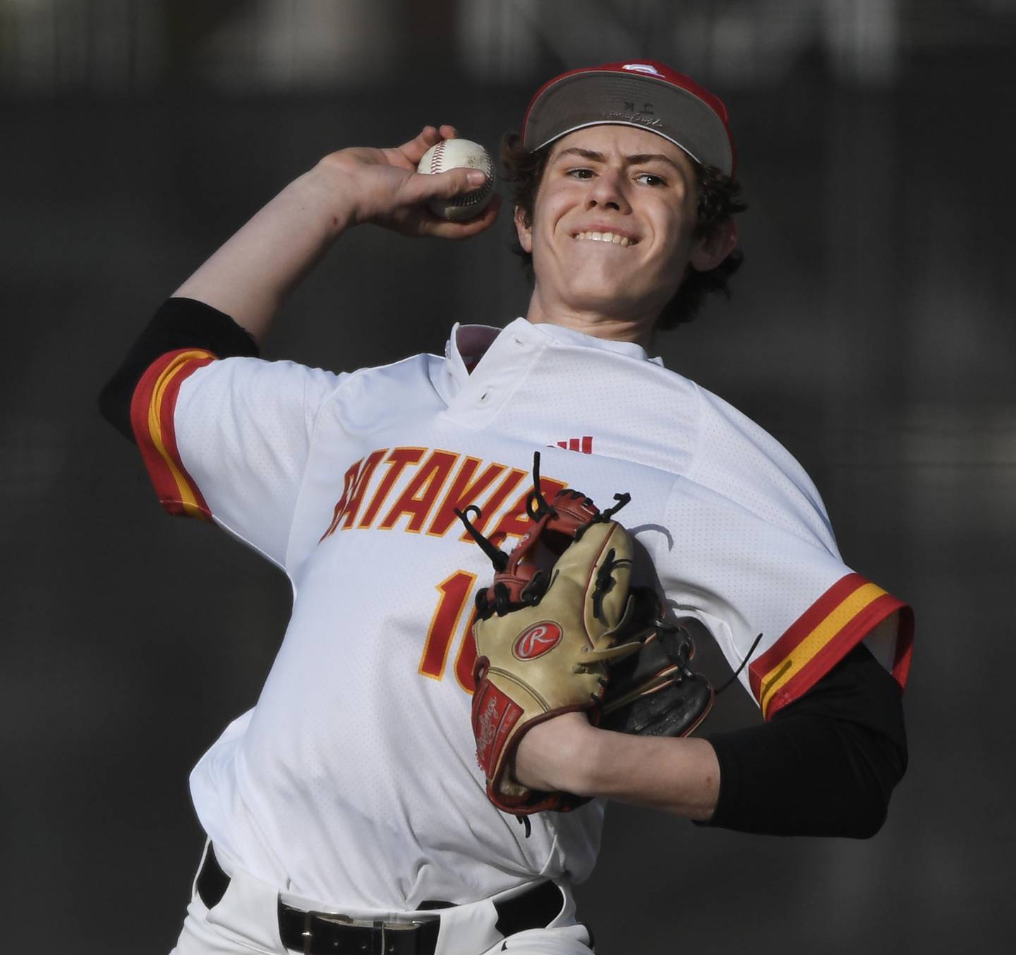 John Starks/jstarks@dailyherald.com
Batavia pitcher Joe Kleist throws against Wheaton North in a baseball game in Batavia on Monday, April 11, 2022.