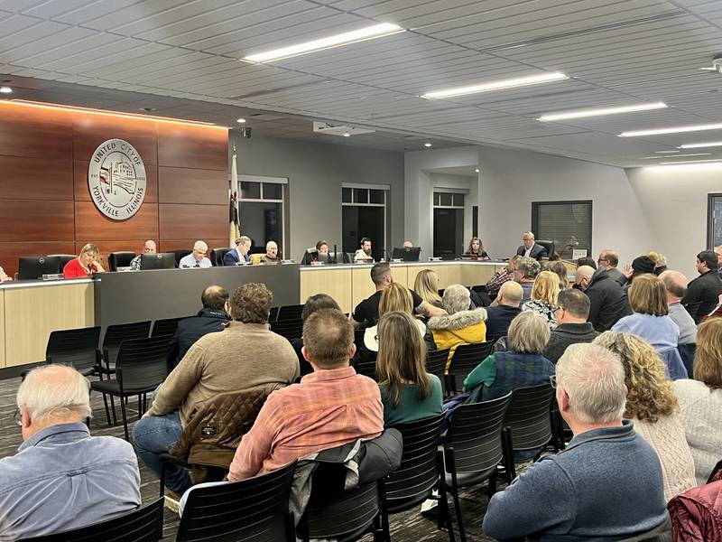 Several community members voiced their opposition to a data center development during the public hearing at the Feb. 11, 2025 Yorkville City Council meeting.