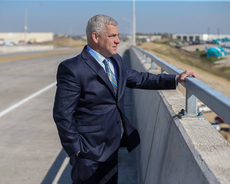 Mayor Bob O'Dekirk looks from the Houbolt Road bridge. April 27, 2023.