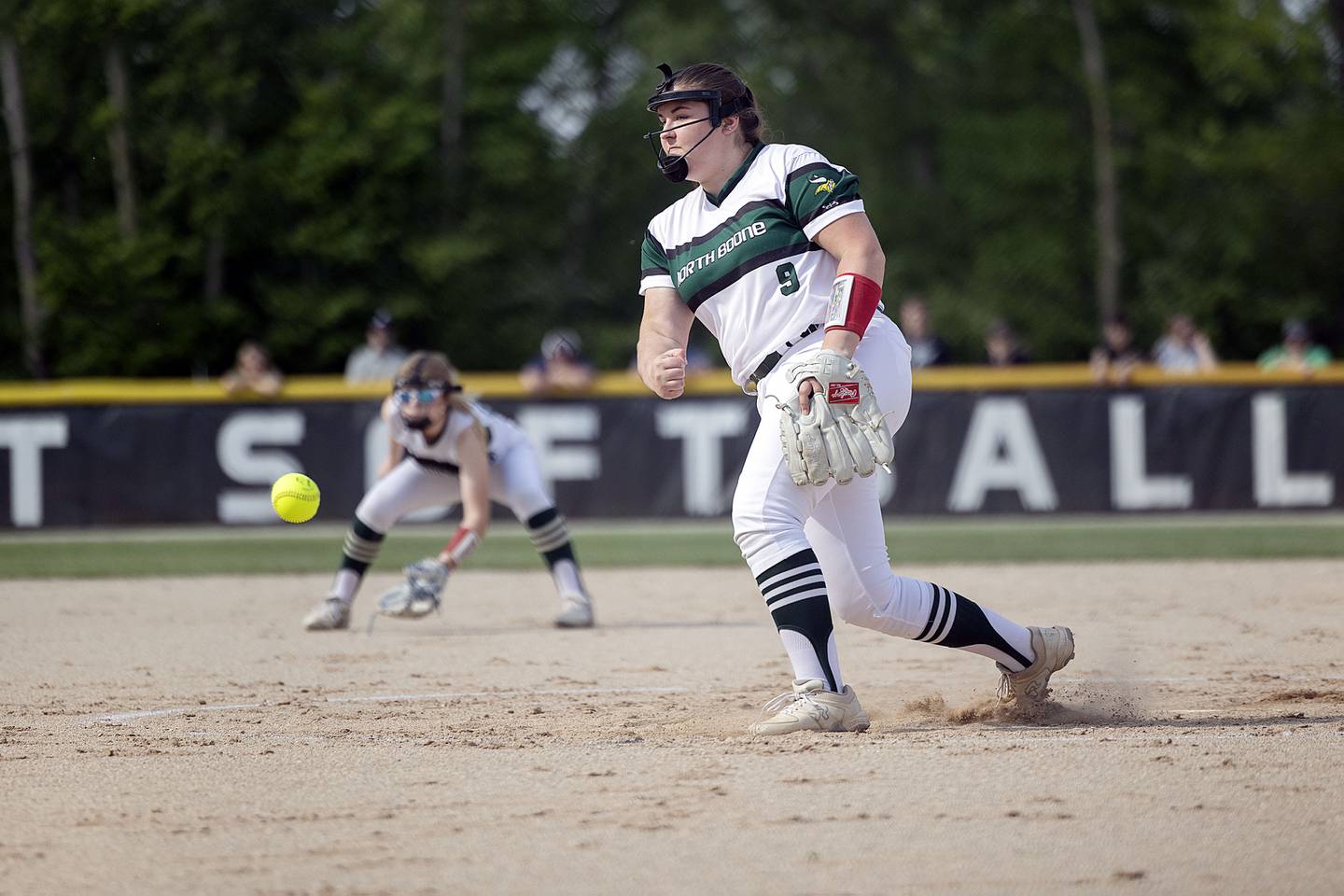 North Boone’s Camryn Carter fires a pitch against Rock Falls Friday, May 19, 2023.