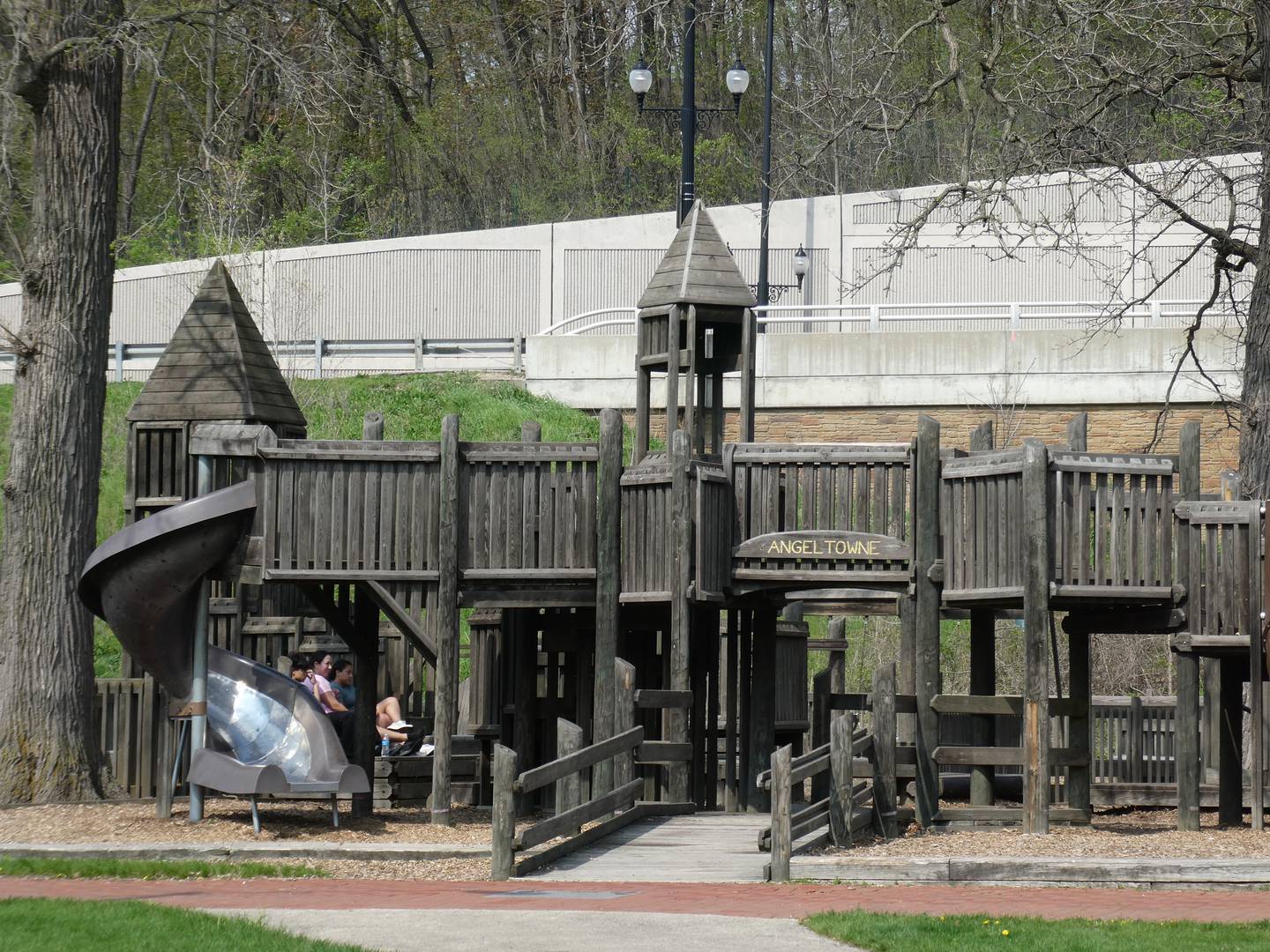 The playground in Algonquin's Towne Park, looking north towards Rt. 31. The Algonquin Historic Commission will be discussing renovations to the historic mineral springs are along the creek as part of potential park renovations that could be finalized as early as June, city planners said.