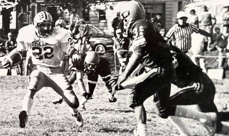 Tiskilwa's Doug Compton runs against DePue during the 1982 Indian Valley Conference season. Randy Kruger's Indians finished 7-2 overall, 4-1 in the East Division for second place behind Walnut. DePue finished 5-4, 2-3.
