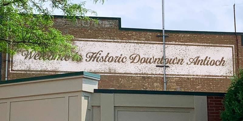 A welcome sign will be painted on the former village hall on Main Street as part of a ghost sign project in Antioch.
