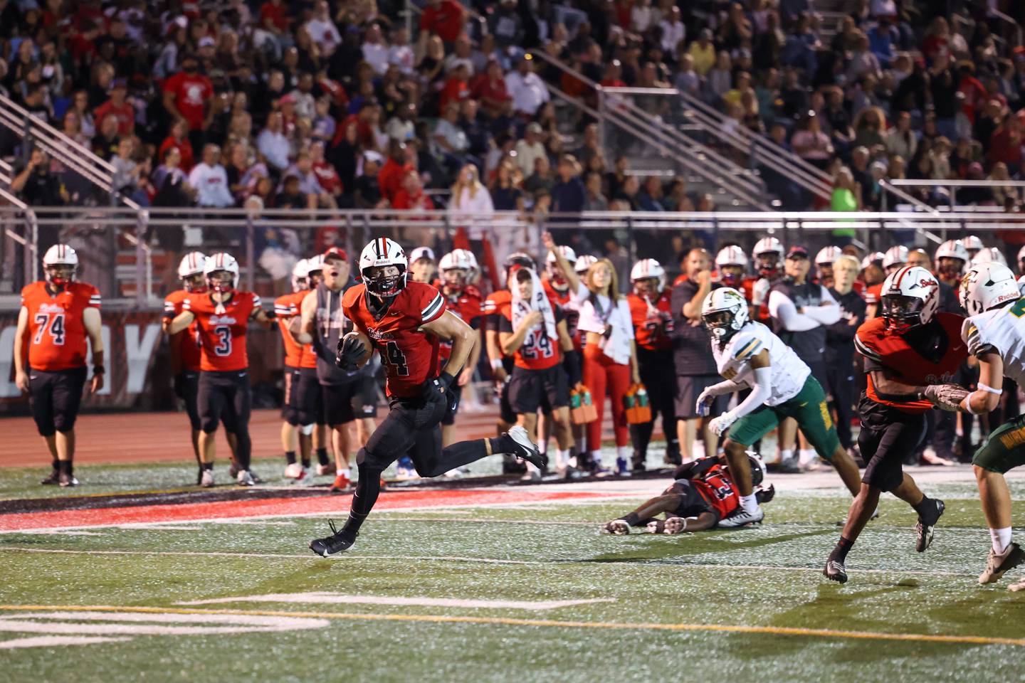 Bradley-Bourbonnais' Calvin Kohl runs in a touchdown during the Boilermakers' 35-6 victory over Waubonsie Valley Friday, Sept. 12, 2025.
