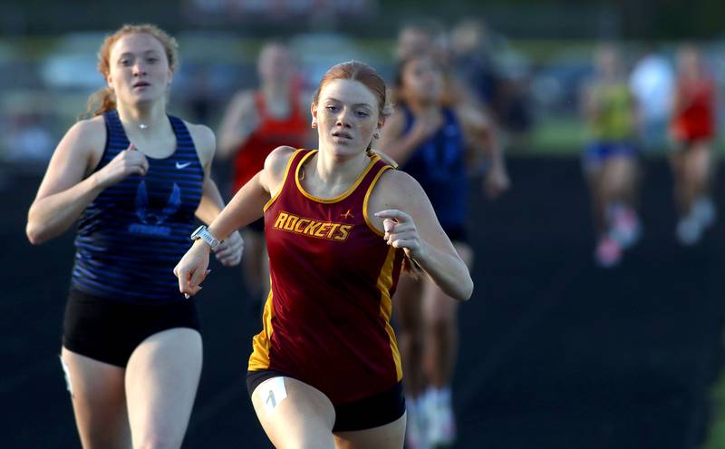 Richmond-Burton’s Emerson Wold completes the 800-meter run in KRC Conference Track Meet action at Marengo High School in Marengo on Tuesday, May 6, 2025.