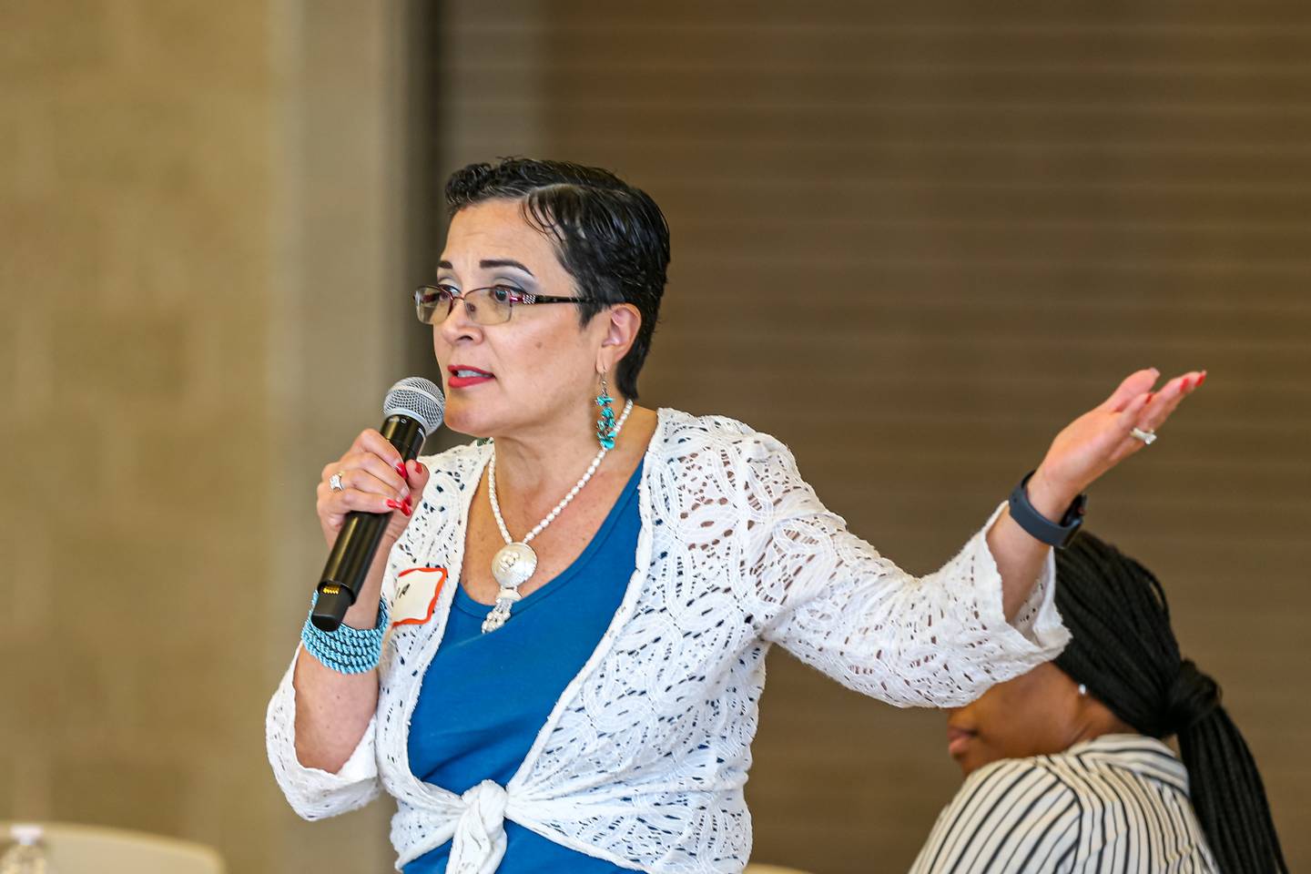 Alicia Morales, Joliet Township Supervisor, addresses the attendees at the Joliet Central High School Peace Walk. Sept 21, 2024 in Joliet.