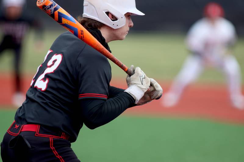 Huntley’s AJ Putty checks in for an at bat in varsity baseball at Barrington Saturday.