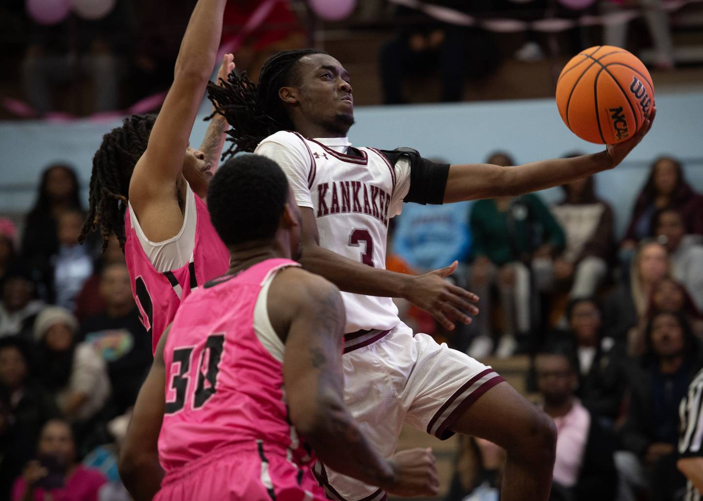 Kankakee's Cedric Terrell III elevates for a layup in a game against Rich Township on Friday, February 6, 2026.