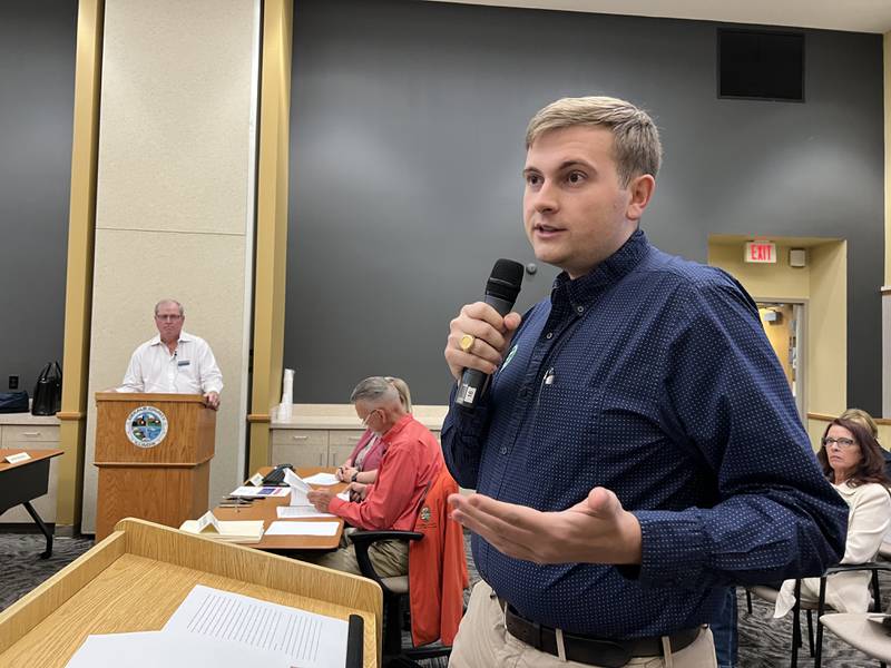 Jacob Meeks, director of public policy for AFSCME Union, spoke during the Oct. 19, 2022 DeKalb County Board meeting.