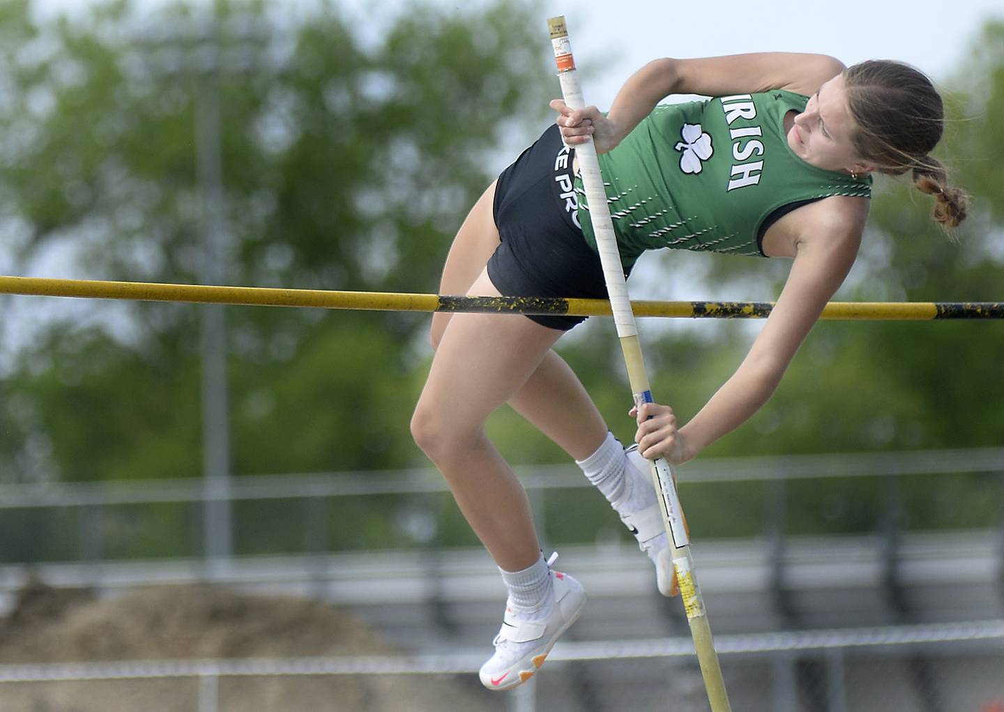 Seneca’s Addison Stiegler competes in the pole vault Thursday, May 11, 2023, at Seneca High School.