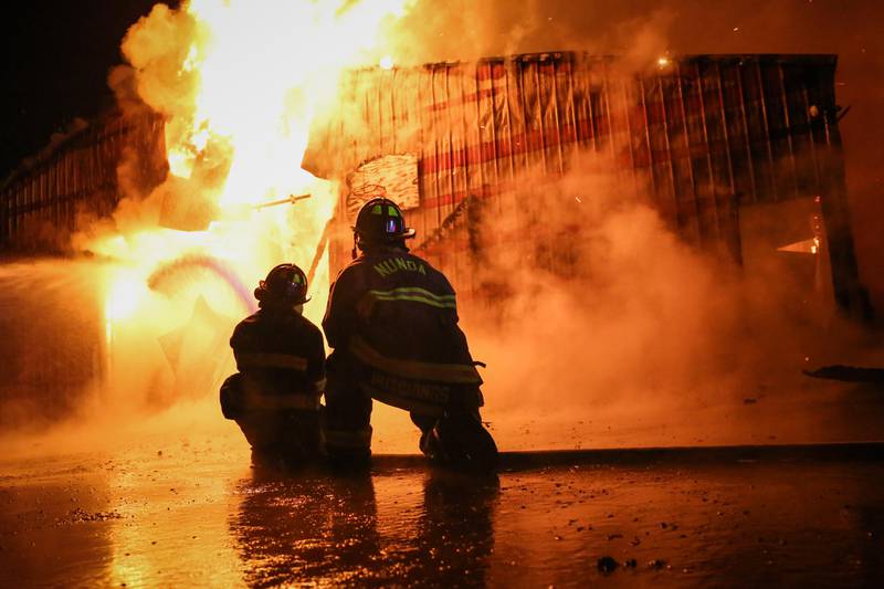 A large 60-by-100-foot barn in the 2800 block of Barreville Road was a “complete loss” after a fire Friday, Feb. 10, 2023, the Nunda Rural Fire Protection District said.