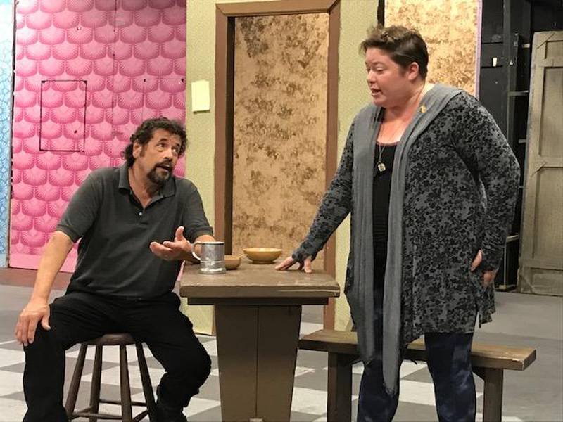 Stage Coach Players cast of "The Crucible" rehearsing a scene