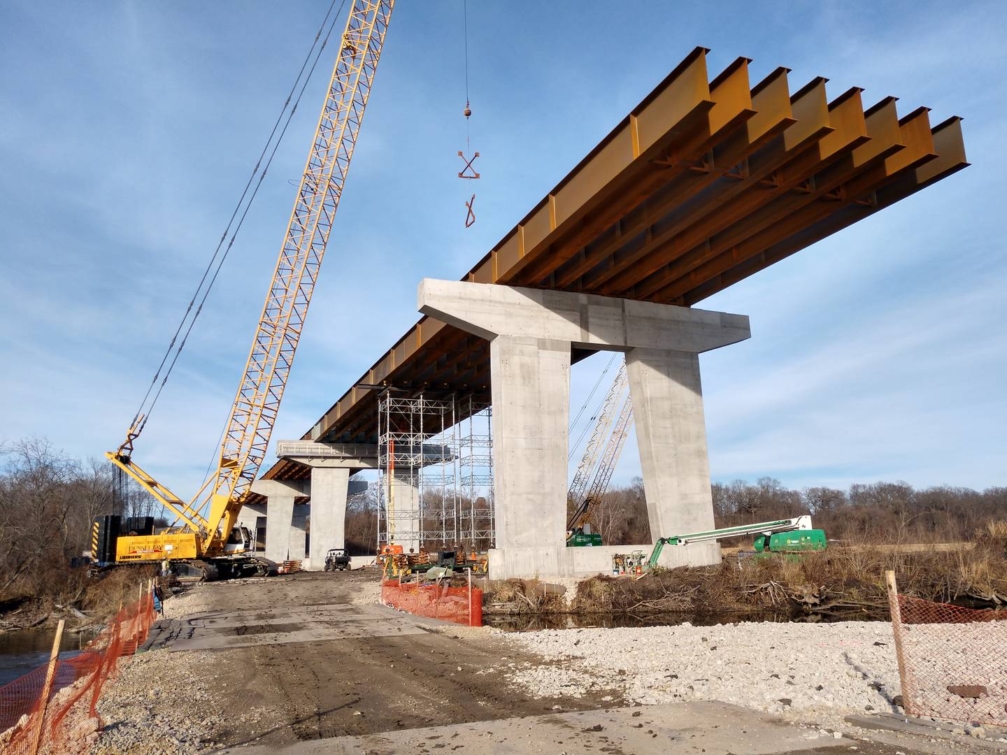 The Eldamain Road bridge during an earlier phase of construction. (Kendall County Highway Department)