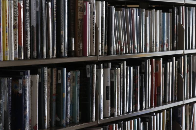 Books on the shelves at the Hebron Public Library on Thursday, Aug. 25, 2022.